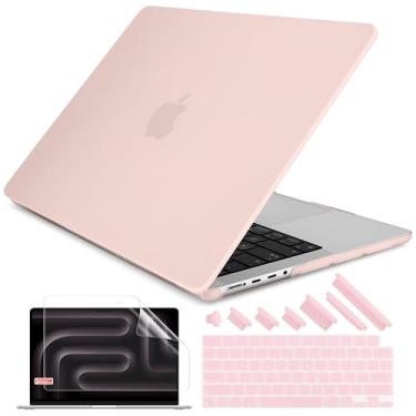 Imagem de DONGKE Compatível com capa M5 MacBook Pro 35.6 cm M4 M3 M2 M1 2025 2024-2021 A3434 A3112 A3401 A3185 A2918 A2992 A2779 A2442 Pro Max com Touch ID. Capa rígida de plástico, fosco Rosa giz