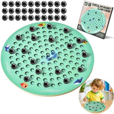 Imagem de Conjunto de jogos de xadrez magnético Tabuleiro de xadrez de madeira com 30 bolas magnéticas