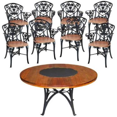 Imagem de Jogo de Jantar Gourmet Mesa 1,60m Madeira Giratória 8 Cadeiras Malbec 