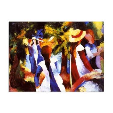 Imagem de SDYJ6GSW Impressão August Macke Pintura Menina sob Árvores Pôster Expressionismo Arte de Parede Famosa Reproduções de Pintura para Sala de Estar Decoração de Casa 70 x 50 cm (71.1x50.8 cm) Sem Moldura