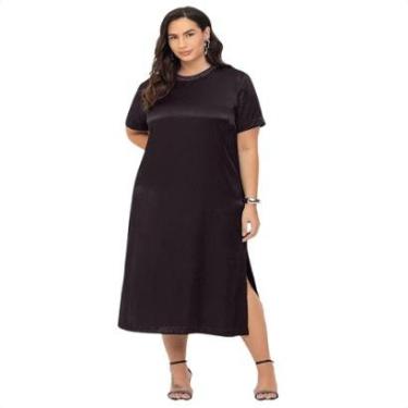 Imagem de Vestido Feminino Midi Elegante Brilho Com Fendas Plus Size-Feminino