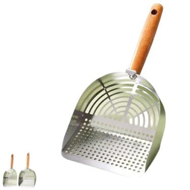 Imagem de Hashiny Pá de areia para gatos com gancho, design de peneira de 2 tamanhos, aço inoxidável, grade e tipo de tira (B)