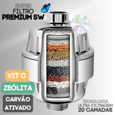 Imagem de Filtro Água Chuveiro Anticloro Zeólita Vit C Carvão Ativado