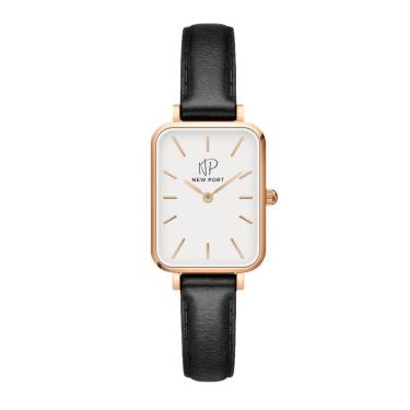 Imagem de Relógio Feminino Quadrado Minimalista Pulseira Couro Vegano Piermont Rosé New Port