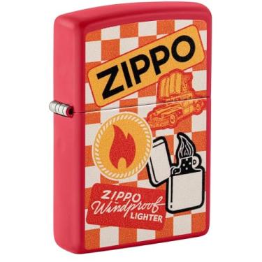 Imagem de Zippo Isqueiro de bolso vermelho fosco com design retrô