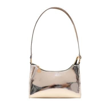 Imagem de Floerns Bolsas de ombro femininas Y2k de couro sintético metálico com zíper nas axilas Hobo, Prata, one_size, Macio