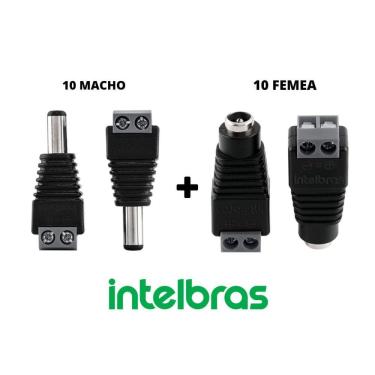Imagem de Kit Conector Intelbras Plug P4 10 Macho 10 Fêmea Para Cftv