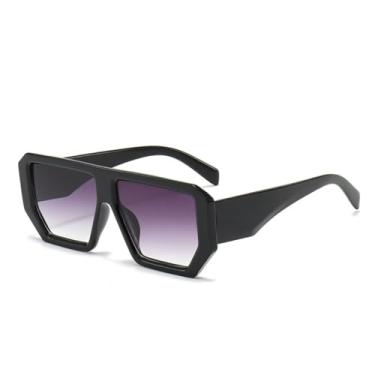 Imagem de Óculos de sol vintage de armação grande, feminino, masculino, retrô, polígono, retangular, masculino (1)