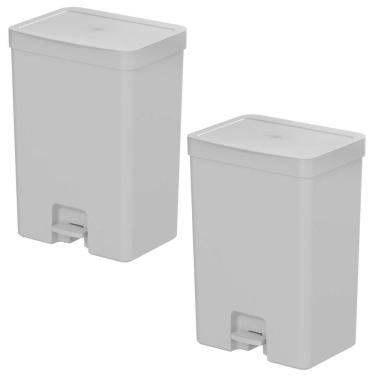 Imagem de 2X Lixeira De Banheiro Com Pedal 12 Litros Ou Trium Cinza