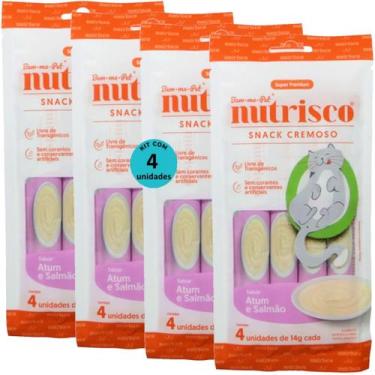 Imagem de Snack cremoso nutrisco gatos adultos 14g atum e salmão com 4 un - kit 