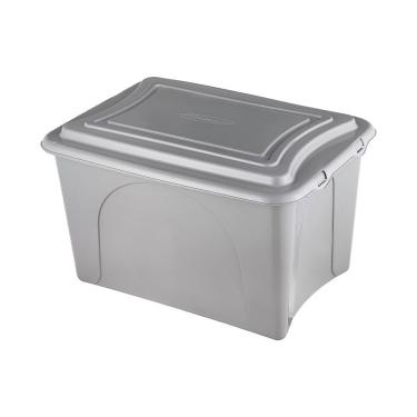 Imagem de Caixa Plastica Organizadora Grande 50 Litros - Plasvale Eco Cinza