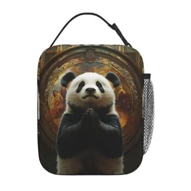 Imagem de cromcu Lancheira com isolamento panda para mulheres e homens, lancheira panda para viagem ou poliéster de pesca