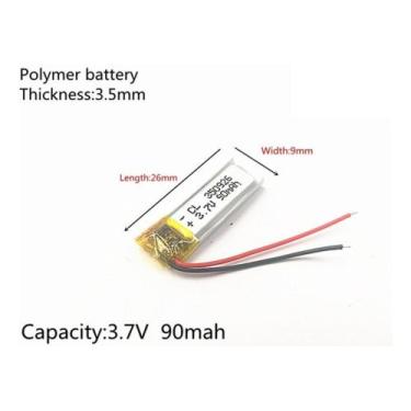 Imagem de Bateria 90 Mah 3,7 V 3,5mm X 9mm X 26mm C/2 Fios - bgb