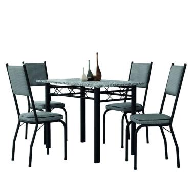 Imagem de Conjunto Sala De Jantar Mesa Tampo Granito 1,20m Com 4 Cadeiras Diana Artefamol