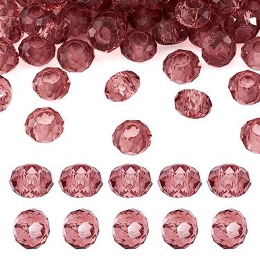 Imagem de Spritewelry 100 contas de vidro europeias com orifício grande 14 mm facetada Rondelle contas de cristal de vidro para artesanato faça você mesmo colar e brinco
