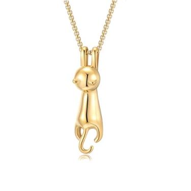 Imagem de NanMuc Lindo colar com pingente de gato preto para mulheres, joias de gato de estimação, Metal, Base