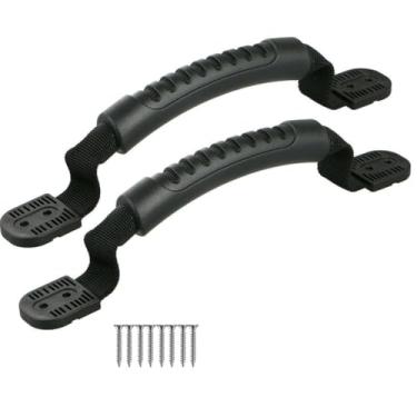 Imagem de PLIAVAON Alça portátil para caiaque com parafusos (2 peças) – Alças de substituição de nylon e borracha duráveis | Pega ergonômica antiderrapante para caiaques, canoas, malas, bagagem, alça de