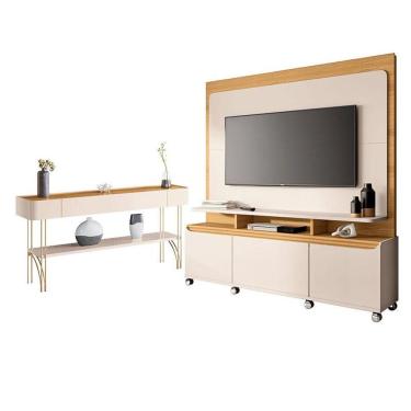 Imagem de Estante Home Theater Quantum E Aparador Vivant Off White Cinamomo - Hb Móveis