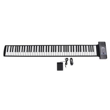 Imagem de 88 chaves Roll up piano teclado eletrônico portátil recarregável com função midi 128 Tons Ritmos LED Display para crianças iniciantes
