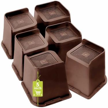 Imagem de Elevadores de cama 2.5 cm, 5.1 cm, 7.6 cm, 10.2 cm, 15.2 cm, 20.3 cm, 20.3 cm Resistente, Elevação de Móveis Grandes para Sofá Sofá Mesa Cadeira Perna Dormitório, Suporta até 2,722 kg (Pacote com 6