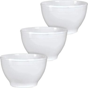 Imagem de Kit 3 Bowl Redondo Saladeira Tigela Cumbuca Saladas Frutas Receitas Mistura Feito de Melamina Resistente