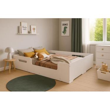 Imagem de Cama Montessoriana Infantil Casal Menino Moderna100% Mdf - Branco - AQ