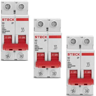 Imagem de Kit 3 Disjuntor Steck 40A Curva C SDD62C40 2 polos 3ka