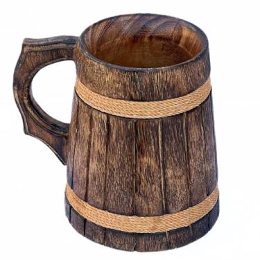 Imagem de Caneca de cerveja de madeira rústica antiga lembrança de inspiração medieval caneca de madeira padrinhos caneca bebida caneca
