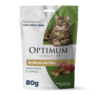 Imagem de Petisco Optimum Anti Bola de Pelo para Gatos Adultos Sabor Carne e Linhaça 80g