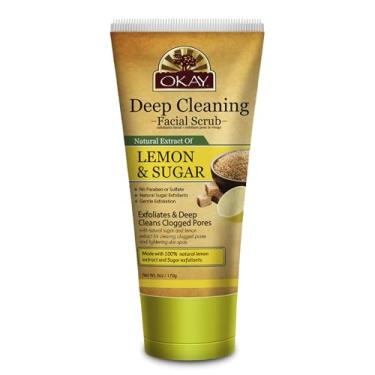 Imagem de OKAY Esfoliante facial com controle de óleo - sabonete facial esfoliante, esfoliante facial para mulheres e homens, hidratante e iluminador, deixa a pele lisa e limpa, sem parabenos - limão, 170 g