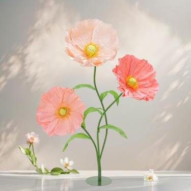 Imagem de LJIE-House Decoração de flores falsas de papel grande, flores artificiais gigantes, flores grandes com base em pé para festas de casamento, chás de bebê, vitrines e decorações de fundo de fotografia