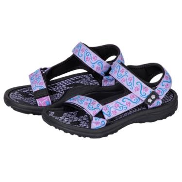Imagem de GreaterGood Walking Paws River Sandálias leves de EVA ajustável, palmilha texturizada, design com estampa animal, para mulheres e mulheres, Roxa, 37