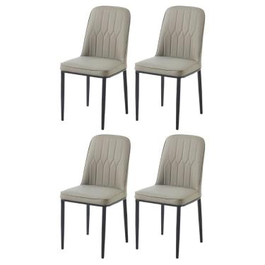 Imagem de Kit 4 Cadeiras V1006 Rivatti 44cm Tecido Nude-aço Preto