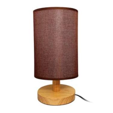 Imagem de Abajur Madeira Tecido Marrom 28x14cm