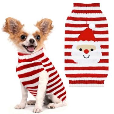 Imagem de HRTTSY Suéter de Natal para cães, Papai Noel, Natal e Natal, Natal, festivo, suéteres para animais de estimação, roupas para clima frio, roupas quentes de tricô, suéteres para cães pequenos, médios e grandes gatos (Santa Claus, PPP)