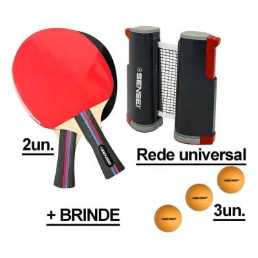 Imagem de Sensei Kit Ping Pong 2 Raquetes Tênis De Mesa Profissional C