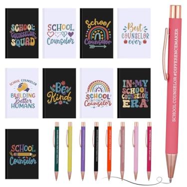 Imagem de Resurhang Conjunto de 18 peças de presentes de agradecimento a conselheiros escolares inclui 9 cadernos de conselheiros e 9 canetas esferográficas com citações inspiradoras para professores de saúde
