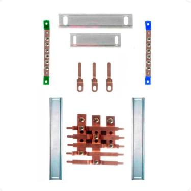 Imagem de Kit Barramento Trifásico 100A para 10 Circuitos com Placa de Policarbo