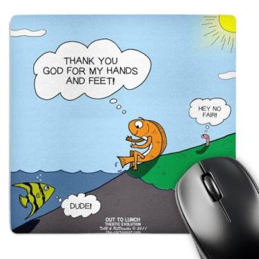 Imagem de 3dRose Evolução teística com peixe apreciando suas mãos e pés - mouse pad 20,32 x 20,32 cm (mp_33911_1)