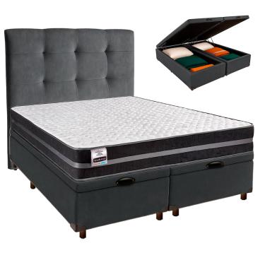 Imagem de Conjunto Cama Box Bau Blindado Queen + Colchão Molas Ultralastic Bogota Inducol + Cabeceira