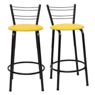 Imagem de Kit 2 Banquetas Para Bancada Flórida Preta 60cm Bistrô Bar Cozinha Gou