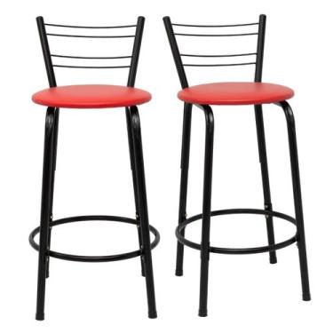 Imagem de Kit 2 Banquetas Para Bancada Flórida Preta 60cm Bistrô Bar Cozinha Gou
