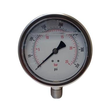 Imagem de Manômetro Reto 100mm Inox 1/2'' Glicerina - MR 100 IMP. INOX - TAUANA