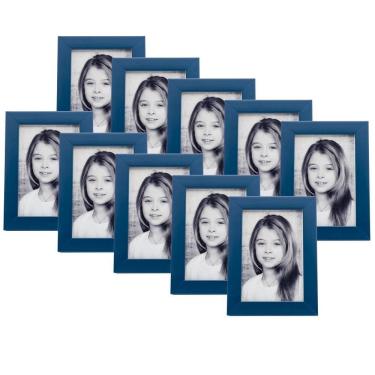 Imagem de Kit 10 Porta Retratos Azul Marinho 10X15 Madeira Laqueado