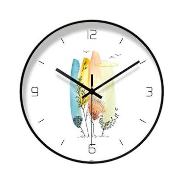 Imagem de ngddf2haa Relógio de parede redondo tendência de personalidade sala de estar quarto estudo simples criativo moda relógio de parede relógio de decoração (cor: dourado) (branco)