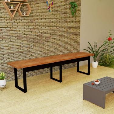 Imagem de Banco Industrial De Madeira MDF E Pé De Ferro 160cm
