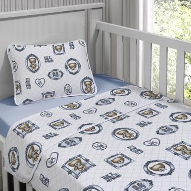 Imagem de Jogo de Cama Tecebem Mini Cama Malha Estampado Guilherme 3 Pçs Azul