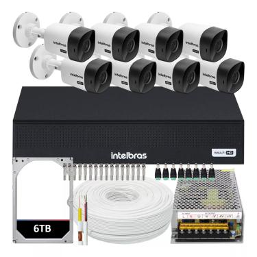 Imagem de Kit Intelbras 8 Câmeras Segurança Vhc 1120 20m Dvr De 8 Canais Hd 6tb