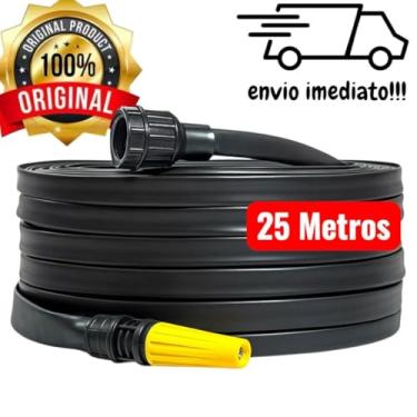 Imagem de Mangueira Antitorção 50M Resistente e Reforçada Preta para Jardim(25 Metros)