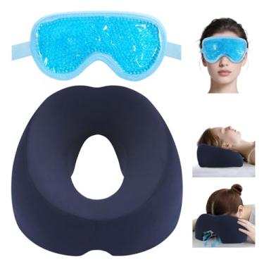 Imagem de Travesseiro virado para baixo, apoio de cabeça para cama, massagem, suporte de cabeça de elefante branco, travesseiro respirável de rosto para baixo após cirurgia ocular com máscara ocular de gel para
